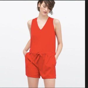 Zara Red Romper with Open Back
